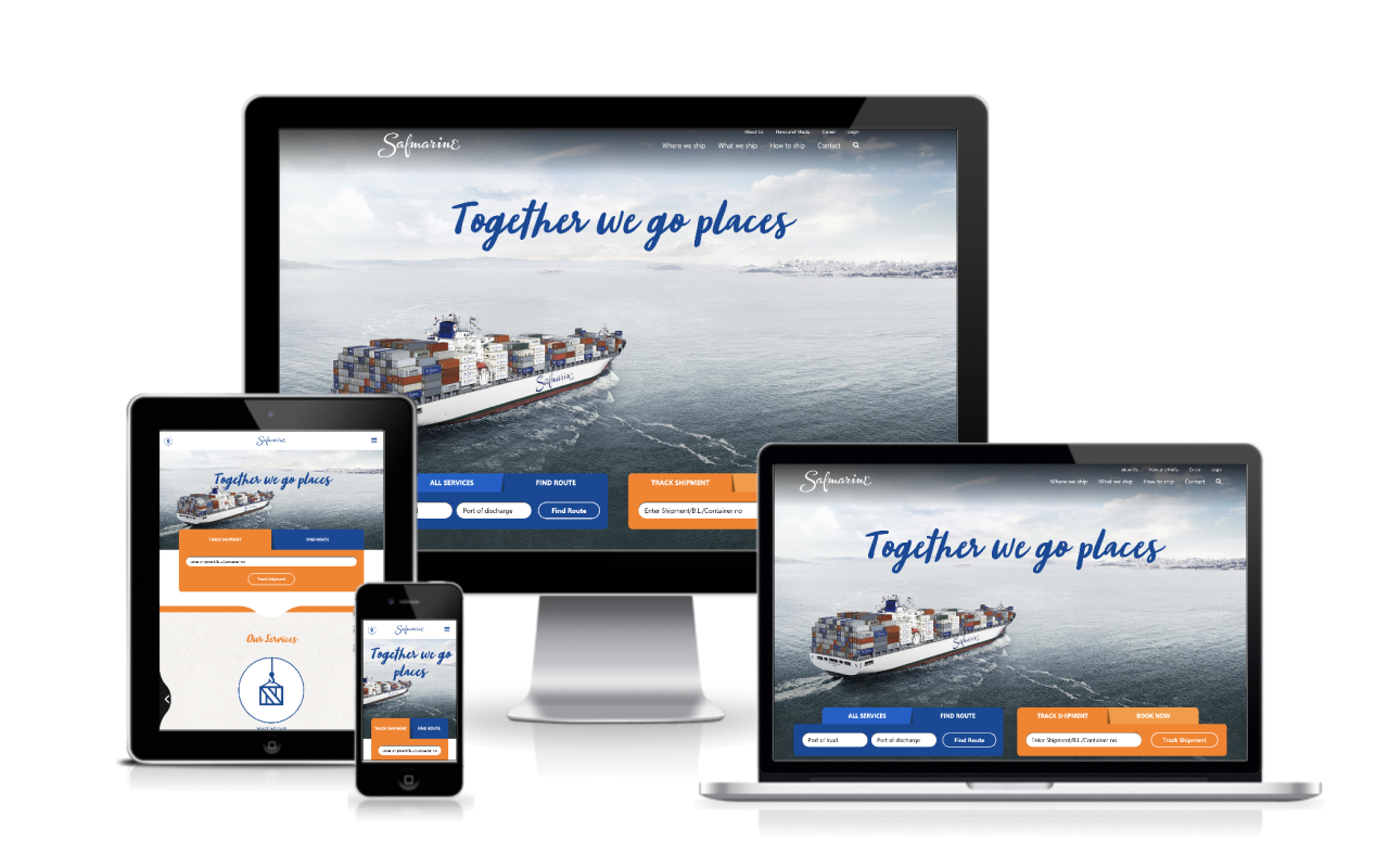 Screenshots of Safmarine's website on various devices
